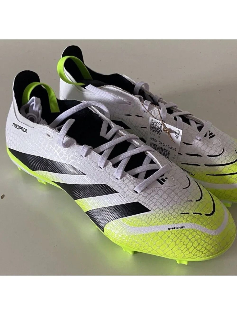 Adidas Predator League FT FG/MG Soccer Cleats JI1111 White Yellow Men’s Sz 8‎